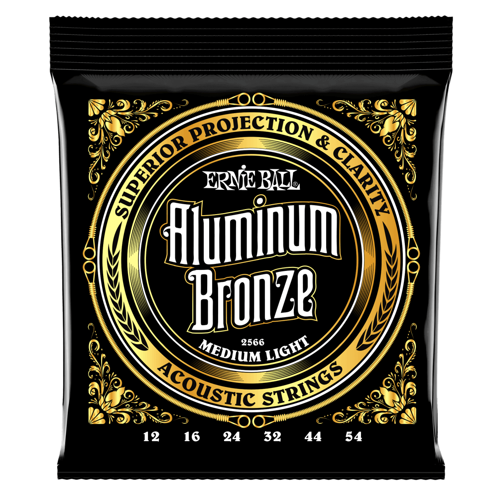 Ernie Ball Medium Light Aluminum Bronze Acoustic Guitar Strings - 12-54 Gauge - 2566 - Poppa's Music
