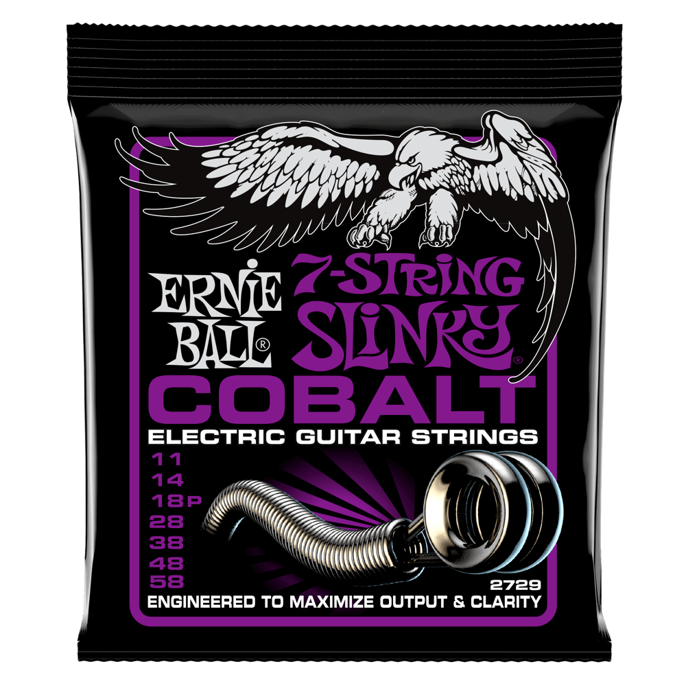 Ernie Ball Power Slinky Cobalt 7-String Electric Guitar Strings - 11-58 Gauge - Poppa's Music