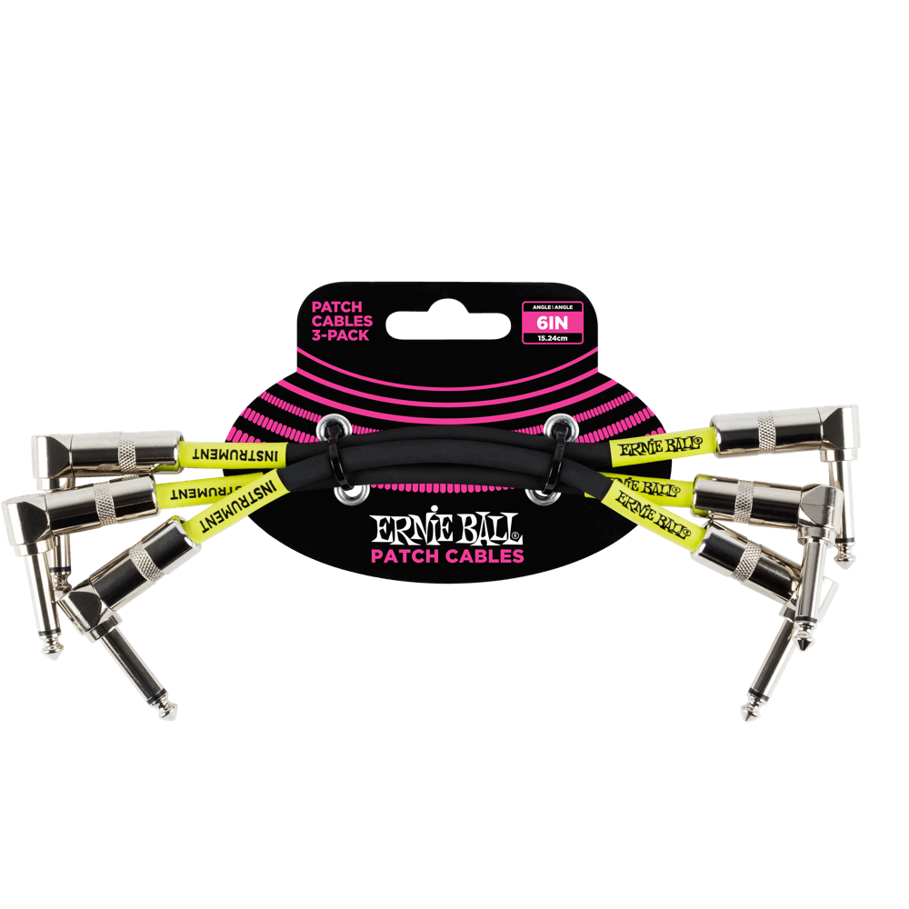 Ernie Ball 6" Angle / Angle Patch Cable 3-Pack - P06050 - Poppa's Music