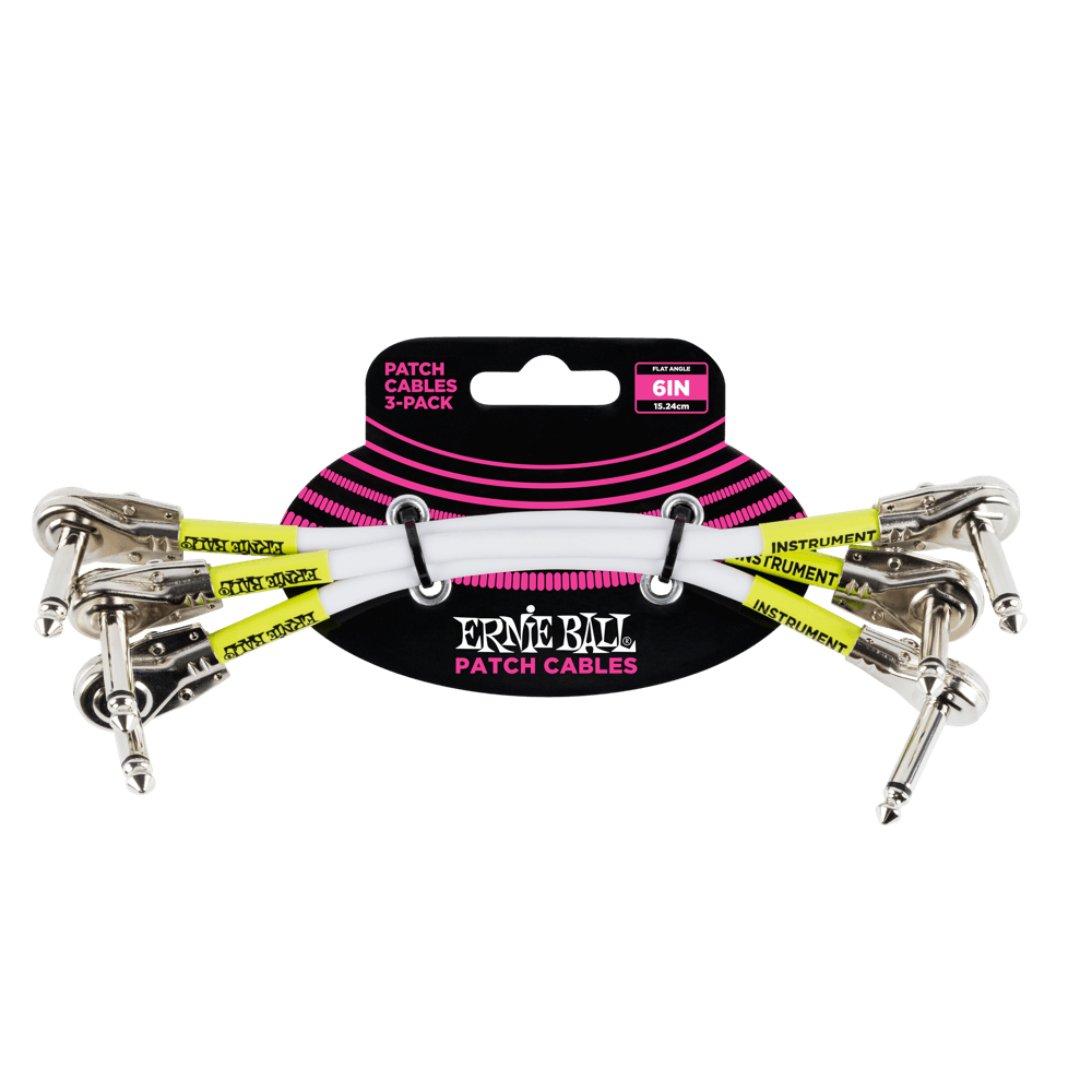 Ernie Ball 6" Flat Angle / Flat Angle Patch Cable 3-Pack - P06052 - Poppa's Music