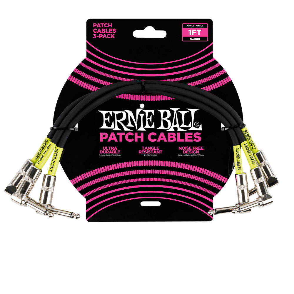 Ernie Ball 1' Angel / Angle Patch Cable 3-Pack - P06075 - Poppa's Music