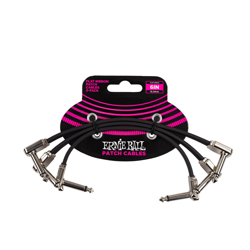 Ernie Ball 6" Flat Ribbon Patch Cable 3-Pack - P06221 - Poppa's Music