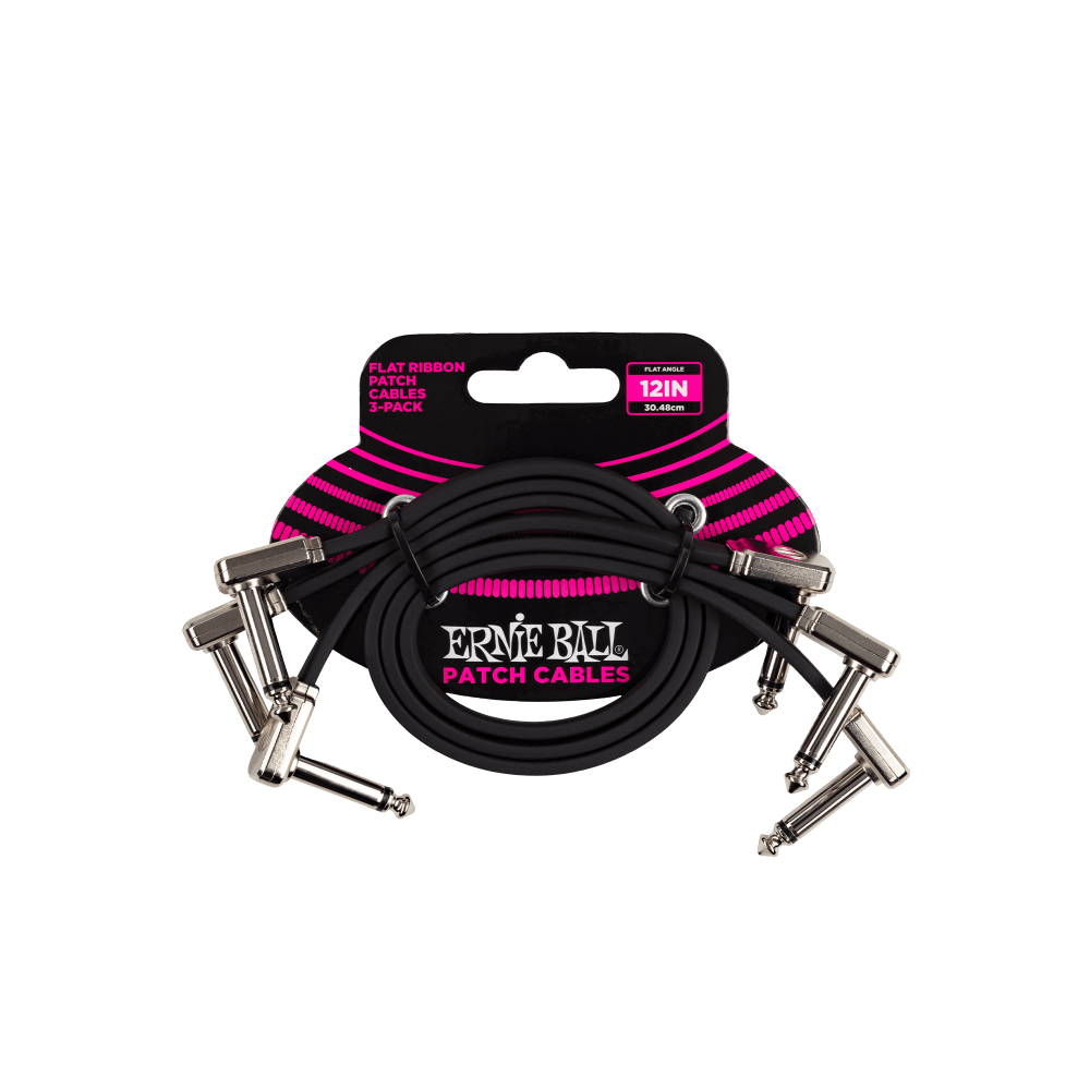 Ernie Ball 12" Flat Ribbon Patch Cable 3-Pack - P06222 - Poppa's Music
