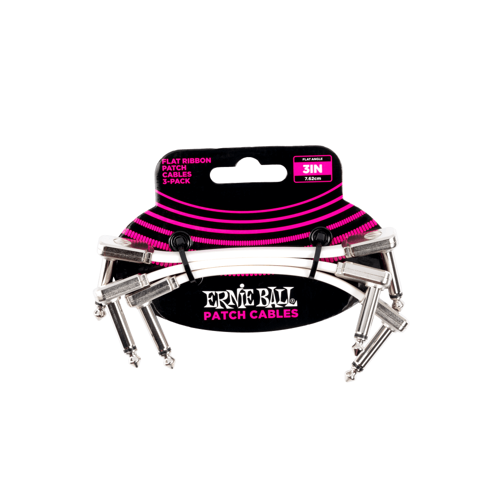 Ernie Ball 3" Flat Ribbon Patch Cable 3-Pack - P06384 - Poppa's Music