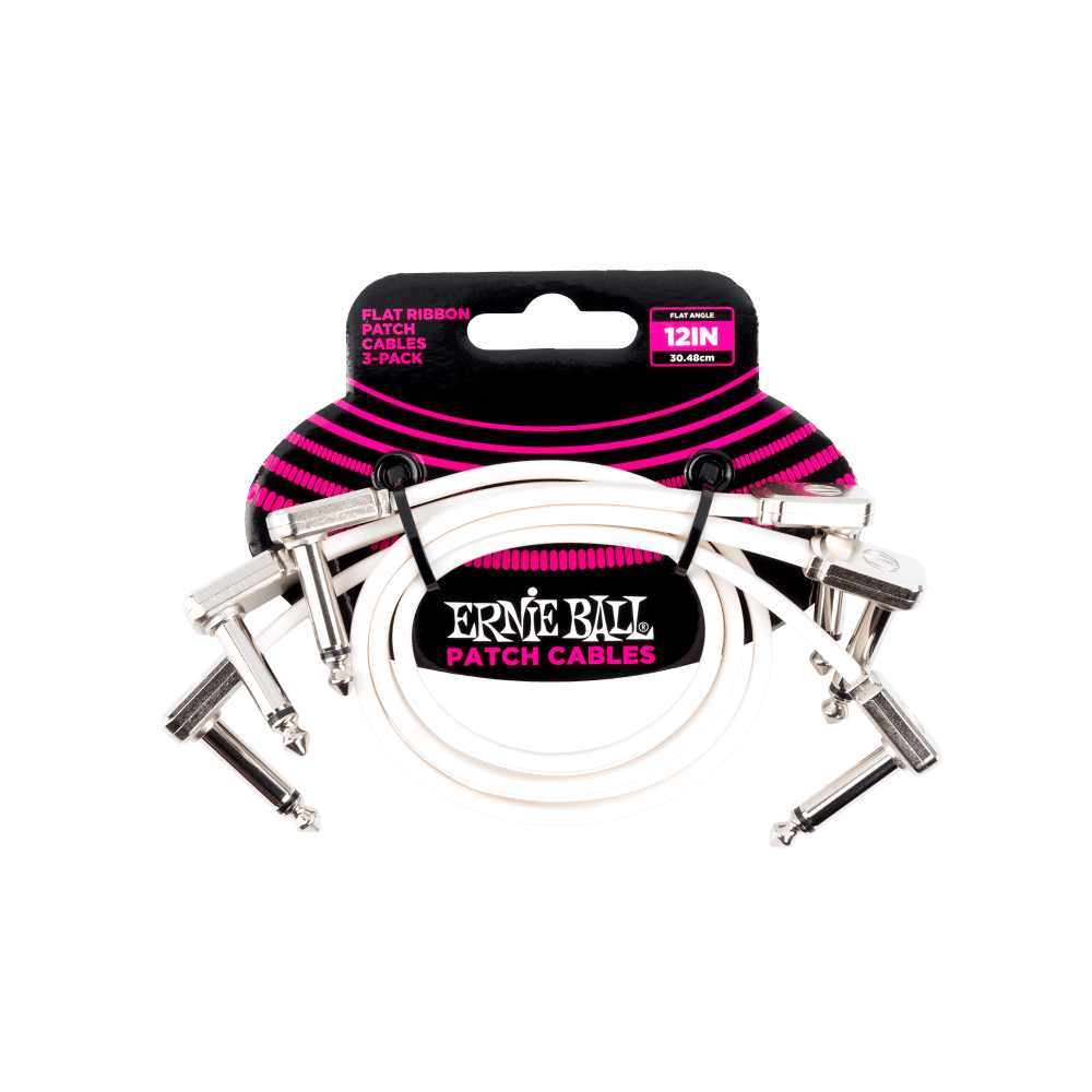 Ernie Ball 12" Flat Ribbon Patch Cable 3-Pack - P06386 - Poppa's Music