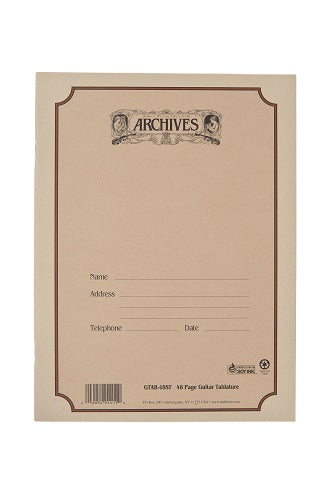 Archives Standard-Bound 48-Page Guitar Tab Manuscript Paper - GTAB-48ST - Poppa's Music 