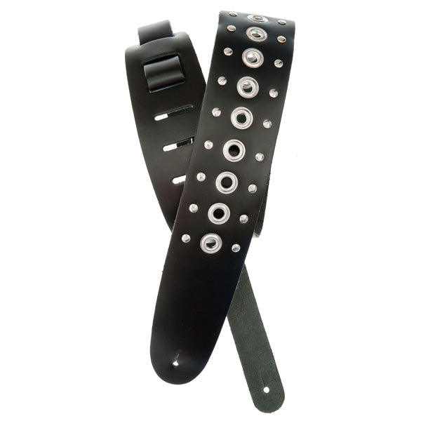 D'addario Planet Waves - Metal COLLECTION: Leather Guitar Strap - Grommet 1 - Poppa's Music