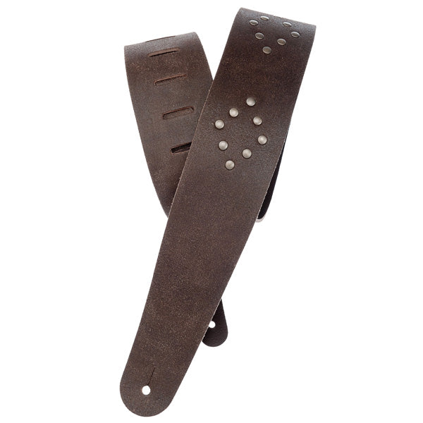 D'addario Planet Waves - Blasted Leather Guitar Strap (WITH Optional Brass RIVETS) - Poppa's Music