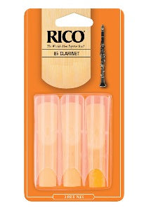 Rico by D'addario Bb Clarinet Reeds Unfiled - 3 Pack - Poppa's Music 