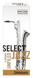 D'Addario Select Jazz Baritone Saxophone Unfiled Reeds - 5 Per Box - Poppa's Music