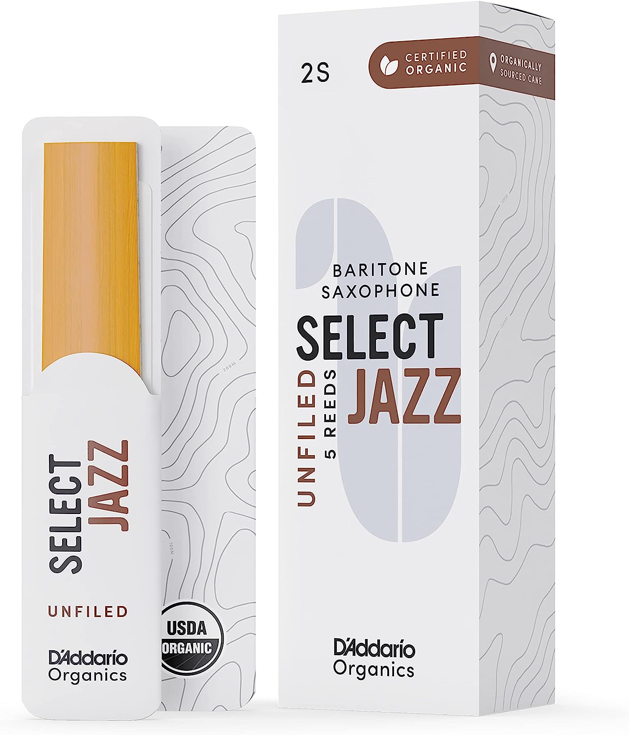 D'Addario Organic Select Jazz Unfiled Baritone Saxophone Reeds - 5 Per Box - Poppa's Music