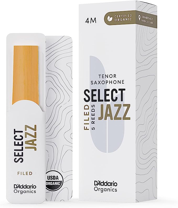 D'Addario Organic Select Jazz Filed Tenor Saxophone Reeds - 5 Per Box - Poppa's Music