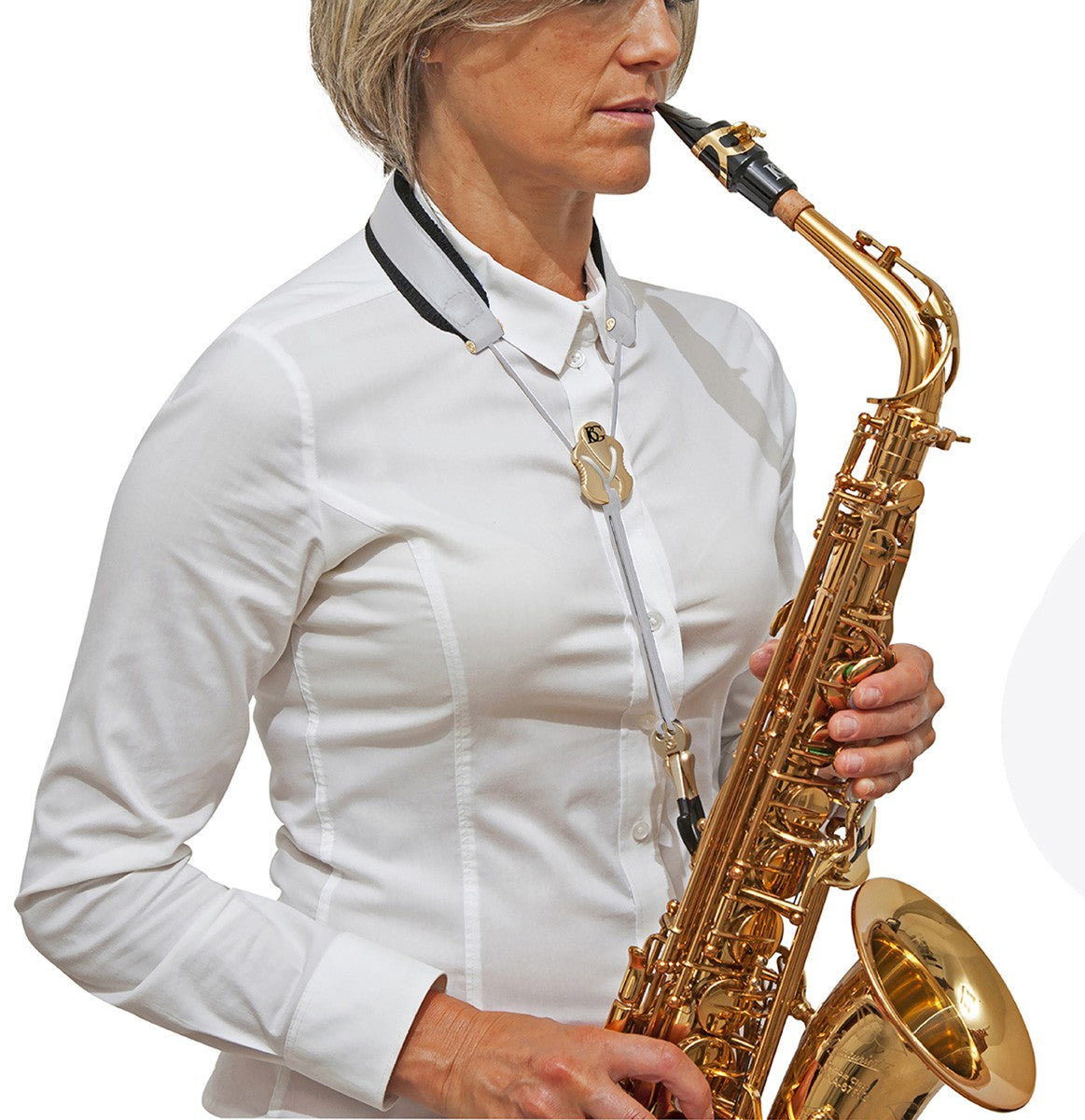 BG France ZEN Soprano/Alto/Tenor Strap - White - S28JMSH - Poppa's Music