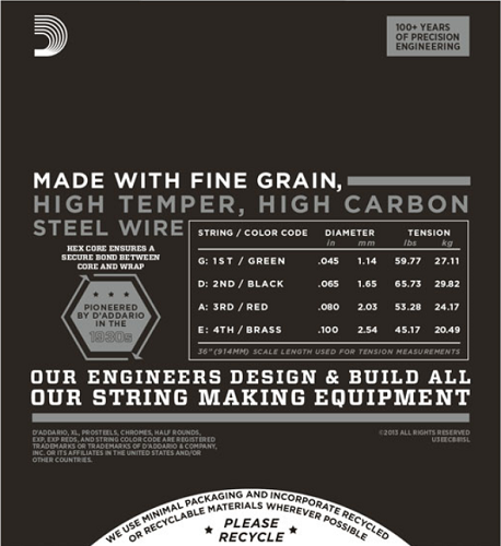 D'addario Chromes, Light, Super Long Scale, 45-100 Bass Guitar Strings ECB81SL - Poppa's Music