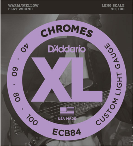 D'addario Chromes, Custom Light, Long Scale, 40-100 Bass Guitar Strings ECB84 - Poppa's Music