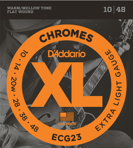 D'addario Chromes Flat Wound, Extra Light, 10-48 Electric Guitar Strings - ECG23 - Poppa's Music