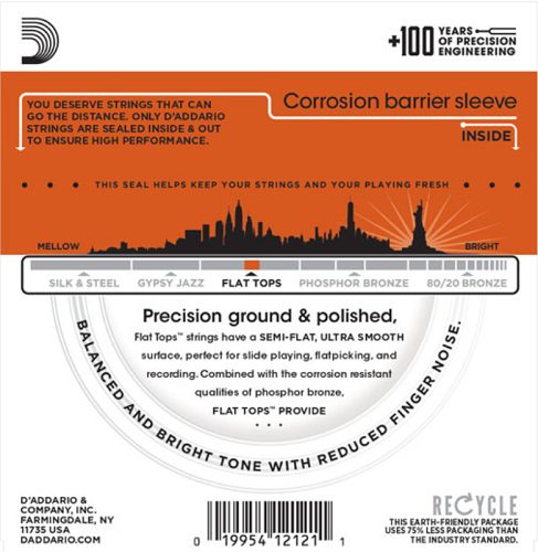D'addario Flat Tops, Medium, 16-56 Resphonic Guitar Strings - Poppa's Music