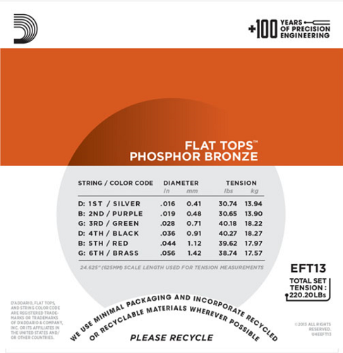 D'addario Flat Tops, Medium, 16-56 Resphonic Guitar Strings - Poppa's Music