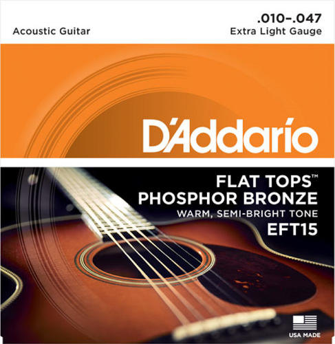 D'addario Flat Tops, Extra Light, 10-47 Acoustic Guitar Strings - Poppa's Music 