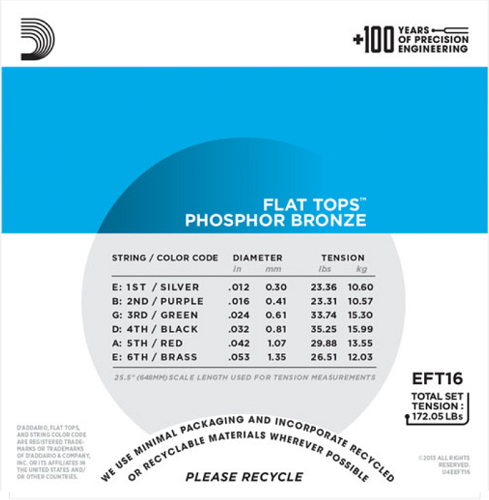D'addario Flat Tops, Light, 12-53 Acoustic Guitar Strings - Poppa's Music