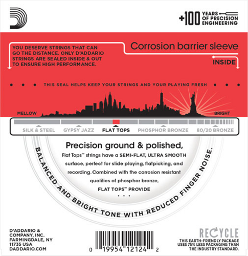 D'addario Flat Tops, Medium, 13-56 Acoustic Guitar Strings - Poppa's Music