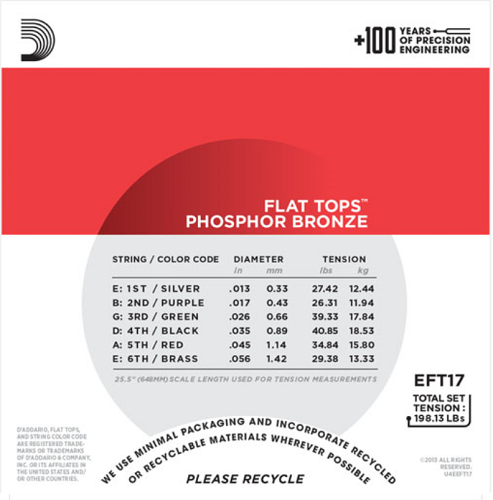 D'addario Flat Tops, Medium, 13-56 Acoustic Guitar Strings - Poppa's Music