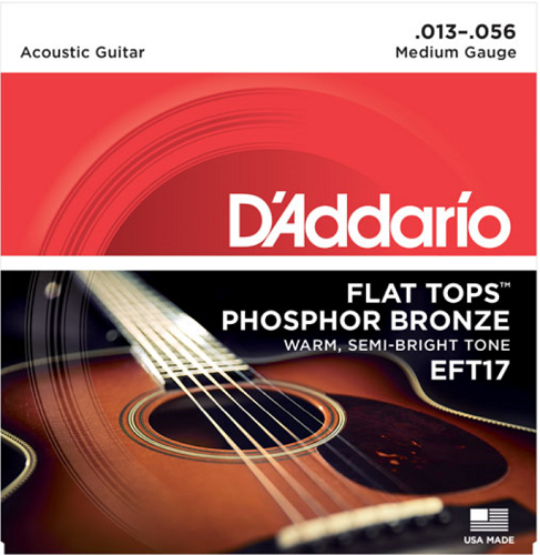 D'addario Flat Tops, Medium, 13-56 Acoustic Guitar Strings - Poppa's Music