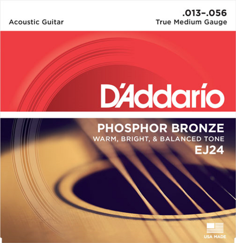 D'addario Phosphor Bronze, True Medium, 13-56 Acoustic Guitar Strings - EJ24 - Poppa's Music