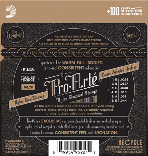 D'Addario 80/20 Bronze Pro-Arte Nylon, Hard Tension Classical Guitar Strings - Poppa's Music