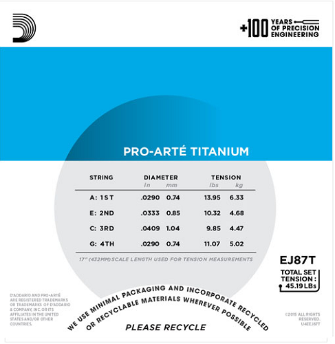 D'addario TITANIUM, Tenor Ukulele Strings - Poppa's Music