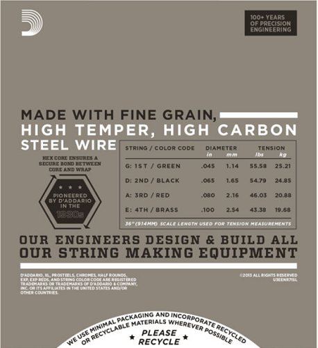 D'addario Half Rounds, Regular Light, Super Long Scale, 45-100 Bass Guitar Strings - Poppa's Music