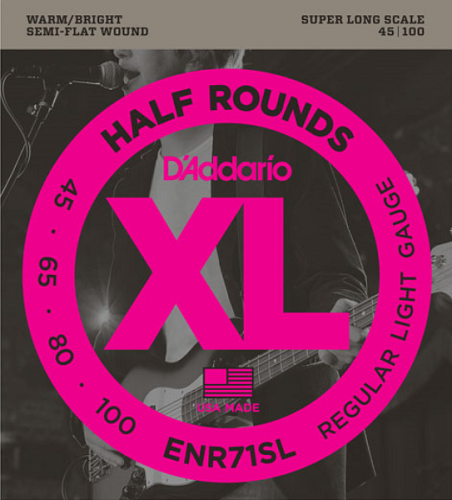 D'addario Half Rounds, Regular Light, Super Long Scale, 45-100 Bass Guitar Strings - Poppa's Music