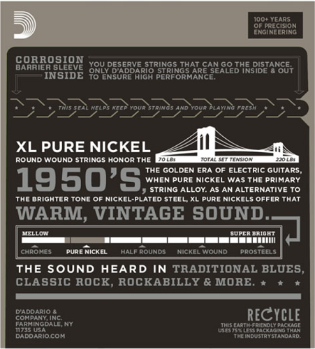 D'addario Pure NICKEL, Jazz Medium, 13-56 Electric Guitar Strings EPN21 - Poppa's Music