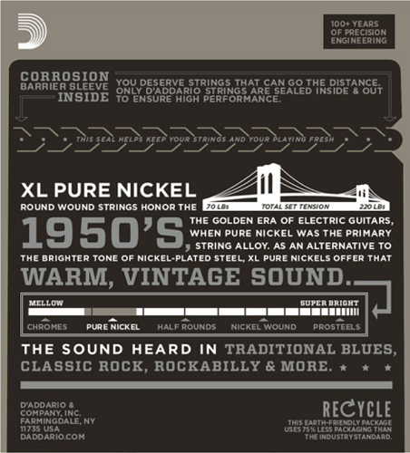 D'addario Pure NICKEL, Jazz Medium, 13-56 Electric Guitar Strings - Poppa's Music