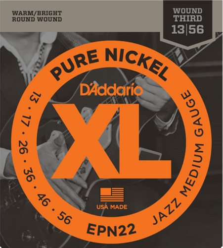 D'addario Pure NICKEL, Jazz Medium, 13-56 Electric Guitar Strings - Poppa's Music