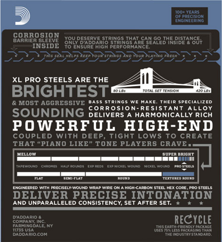 D'addario Prosteels 5-String, Light, Long Scale, 45-130 Bass Guitar Strings - Poppa's Music