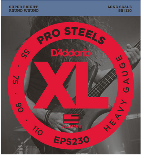 D'addario PROSTEELS, Heavy, Long Scale, 55-110 Bass Guitar Strings - Poppa's Music