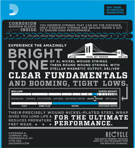 D'addario Nickel Wound 5-String, Light, Double Ball END, Long Scale, 45-130 Bass Guitar Strings - Poppa's Music