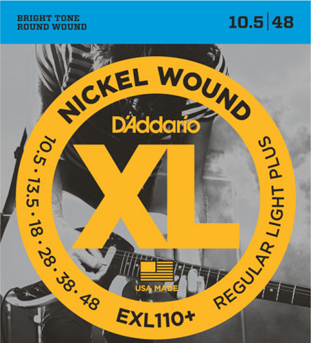 D'Addario Nickel Wound, Regular Light PLUS, 10.5-48 Electric Guitar Strings - EXL110+ - Poppa's Music