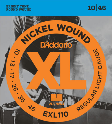 D'Addario Nickel Wound, Regular Light, 10-46 Electric Guitar Strings - EXL110 - Poppa's Music