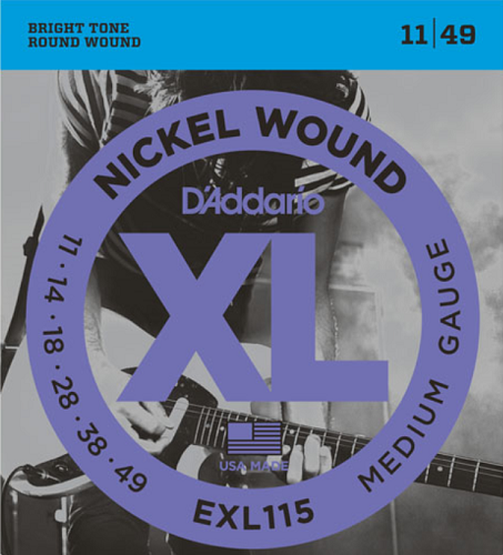 D'addario Nickel Wound, Medium/Blues-Jazz Rock, 11-49 Electric Guitar Strings - EXL115 - Poppa's Music