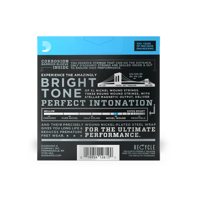 D'Addario Nickel Wound, Super Light, 9-42 Electric Guitar Strings (3 Sets) EXL120-3D - Poppa's Music