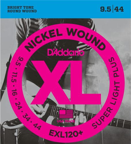 D'Addario Nickel Wound, Super Light PLUS, 9.5-44  Electric Guitar Strings - EXL120+ - Poppa's Music