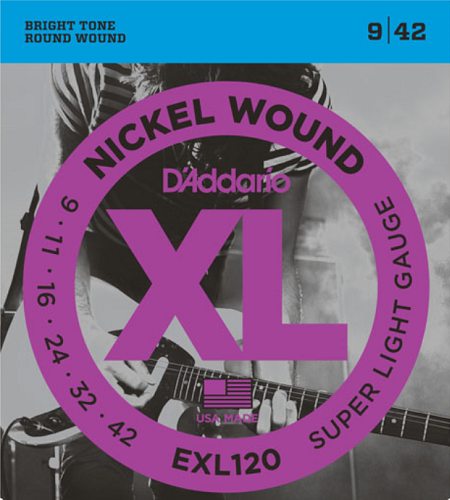 D'Addario Nickel Wound, Super Light, 9-42 Electric Guitar Strings - EXL120 - Poppa's Music