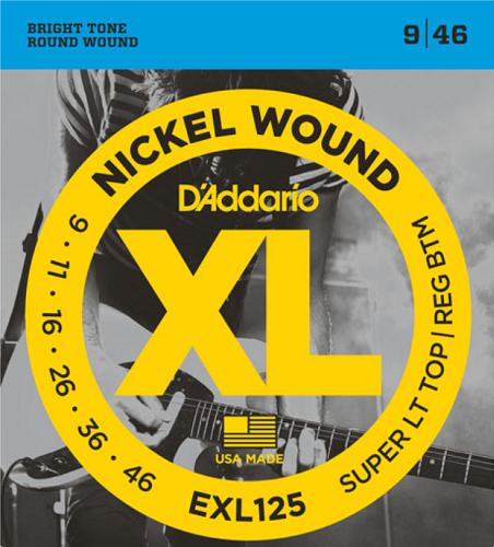 D'Addario Nickel Wound, Super Light Top, Regular Bottom, 9-46 Electric Guitar Strings - EXL125 - Poppa's Music