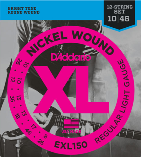 D'addario Nickel Wound, 12-String, Regular Light, 10-45 Electric Guitar Strings - Poppa's Music