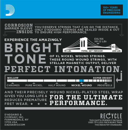 D'addario XL Nickel Round Wound, Fender Bass VI, 24-84 Electric Guitar Strings - Poppa's Music