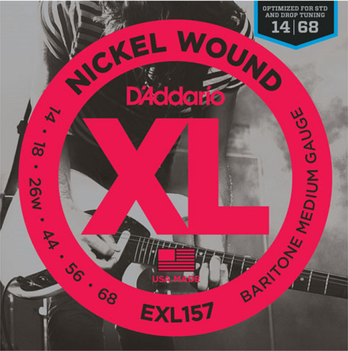 D'addario Nickel Wound, Baritone Medium, 14-68 Electric Guitar Strings - Poppa's Music