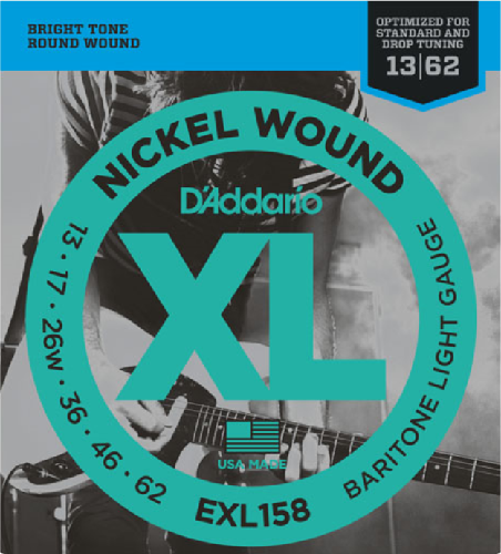 D'addario Nickel Wound, Baritone Light, 13-62 Electric Guitar Strings - Poppa's Music