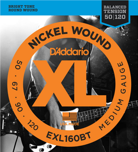 D'addario Nickel Wound, Balanced Tension Medium, 50-120 Bass Guitar Strings EXL160BT - Poppa's Music